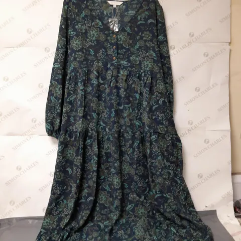 APRICOT LADIES LONG SLEEVED MAXI DRESS GREEN FLORAL DESIGN SIZE 14