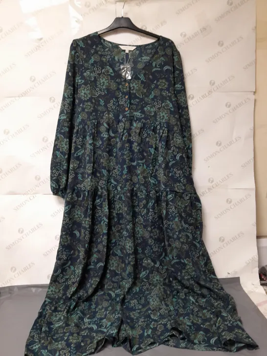 APRICOT LADIES LONG SLEEVED MAXI DRESS GREEN FLORAL DESIGN SIZE 14