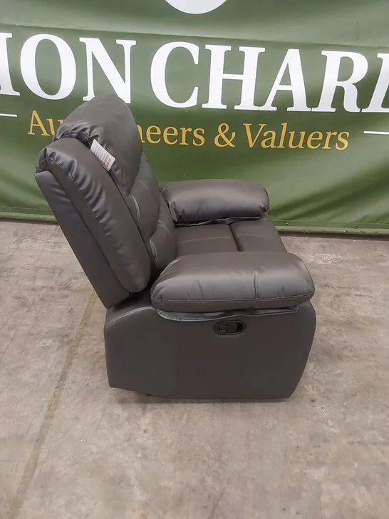 QUALITY DESIGNER FAUX LEATHER MANUAL RECLINER ARMCHAIR - GREY