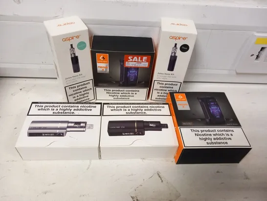 APPROXIMATELY 25 ASSORTED E-CIGARETTES AND E-CIGARETTE PARAPHERNALIA TO INCLUDE; ASPIRE, GEEK VAPE AND INNOKIN