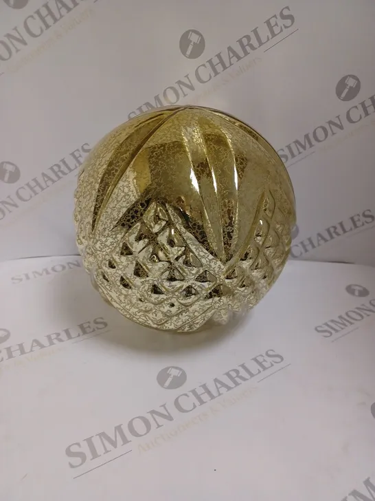 BOXED ALISON CORK ROTATING LIGHT GOLD CUT GLASS DECORATION