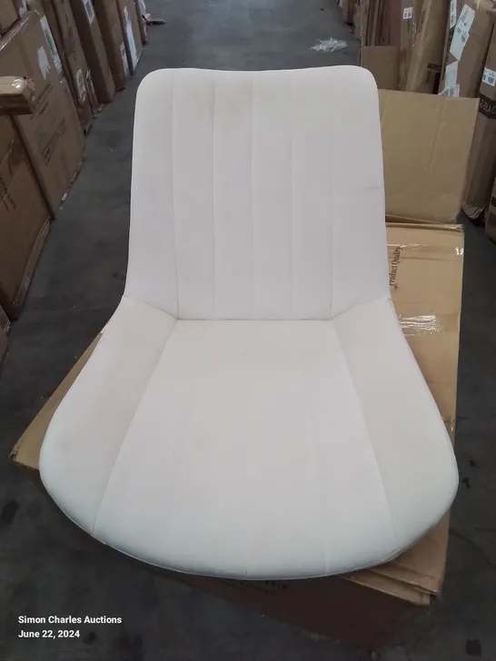 BOXED PAIR OF CREAM FABRIC UPHOLSTERED DINING/SIDE CHAIRS 