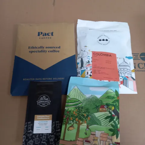 APPROXIMATELY 13 PACKS OF COFFEE BEANS AND GROUND COFFEE TO INCLUDE PACT AND PERKULATTE