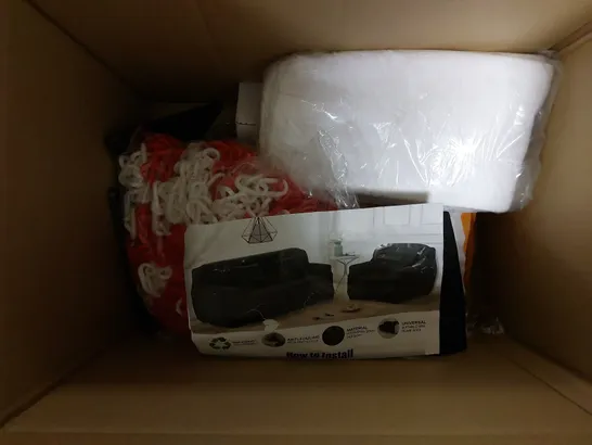 BOX OF APPROX 10 HOUSEHOLD ITEMS TO INCLUDE GOLF BALLS, USB HEATED BLANKET AND PET FRIENDLY SOFA COVER