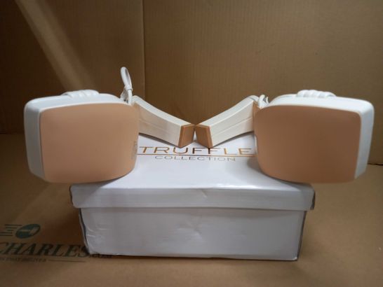 BOXED PAIR OF TRUFFLE CREAM SUMMER HEELS - SIZE 7