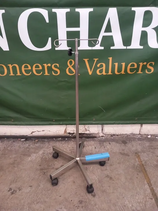 PALLET OF APPROXIMATELY 12  ASSORTED STAINLESS STEEL WHEELED DRIP STANDS