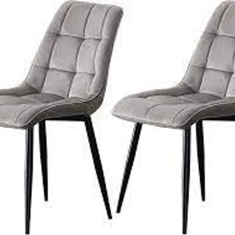 BOXED SET OF TWO GREY VELVET DINING CHAIRS