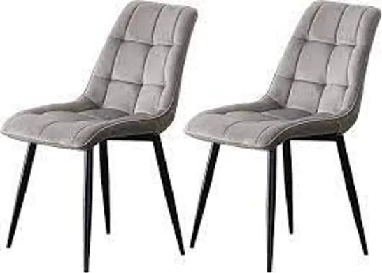 BOXED SET OF TWO GREY VELVET DINING CHAIRS