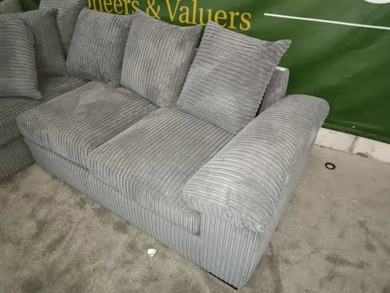 GREY JUMBO CORD CHAISE CORNER SOFA 