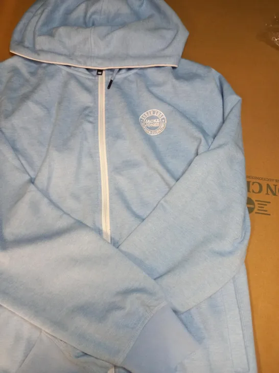 JACK JONES DUSK BLUE-MELANGE SWEAT ZIP HOOD SIZE-SMALL