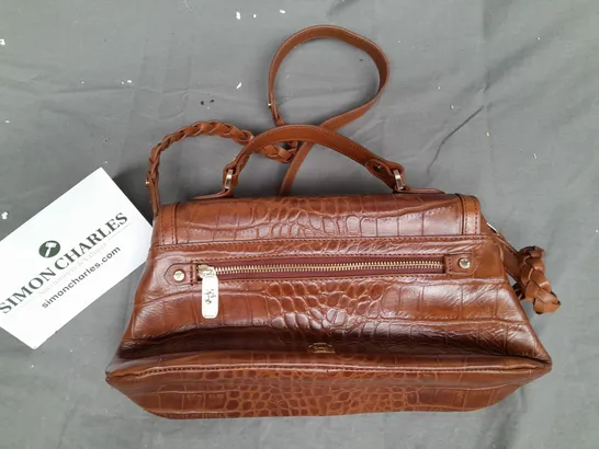 PAUL COSTELLOE DRESSAGE LEATHER CROC TAN LADIES HANDBAG