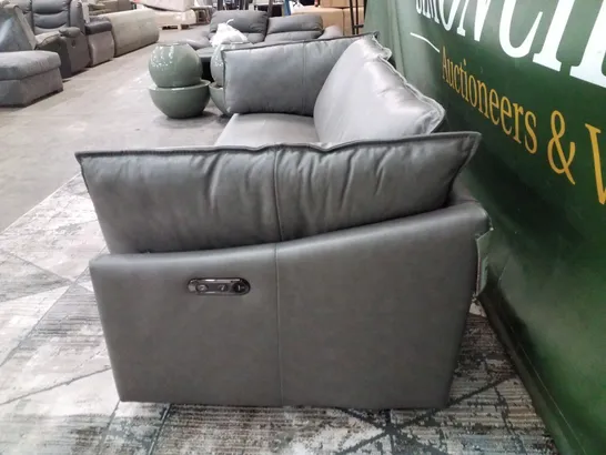 BRAND NEW DESIGNER AVA LEATHER 3 SEATER SOFA - DARK GREY