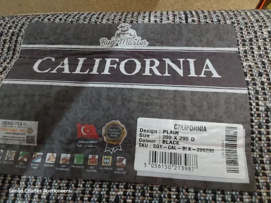 QUALITY CALIFORNIA PLAIN BLACK RUG 200 × 290