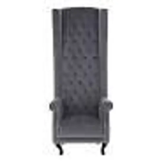 BOXED TALL PORTER CHAIR GREY VELVET