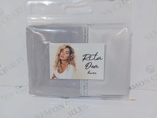 RITA ORA HOME PACK OF 2 SQUARE PILLOWCASES IN MINERAL GREY COLOUR W. JEWEL EFFECT