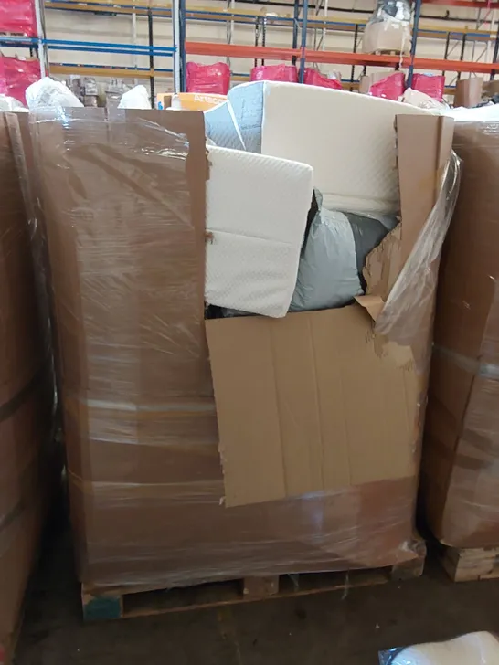 PALLET OF ASSORTED BEDROOM AND COMFORT BASED PRODUCTS TO INCLUDE; PILLOWS, SUPPORT SEAT CUSHIONS AND SIMILARLY RELATED GOODS