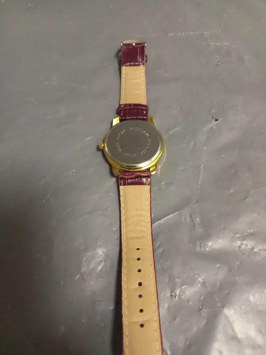 MENS LA BANUS GOLD WATCH - RED LEATHER STRAP