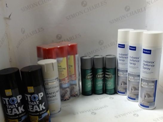 LOT OF ASSORTED ITEMS TO INCLUDE; INSECT SPRAY, FLEA DEFENCE, DEODORANT ETC