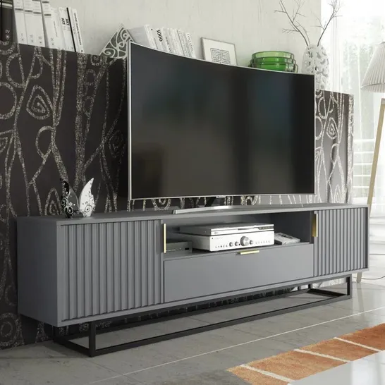 200CM LOFT RETRO NOVALEIGH TV UNIT - DARK GREY (2 BOXES)