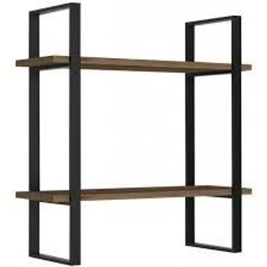 BOXED TIFANY 2 PIECE TIERED SHELF IN BLACK AND WOOD VENEER 