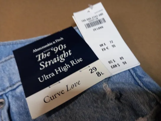 ABERCROMBIE AND FITCH THE 90S STRAIGHT ULTRA HIGH RISE CURVE LOVE 29 8L DENIM