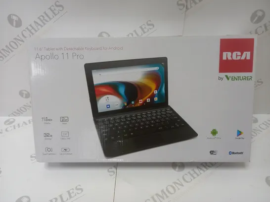 BRAND NEW BOXED VENTURER APOLLO 11 PRO 11.6” TABLET WITH DETACHABLE KEYBOARD- 32 GB, BLACK