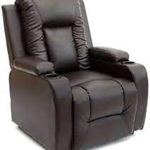 BOXED OSCAR PUSHBACK BROWN FAUX LEATHER CHAIR (1 BOX)