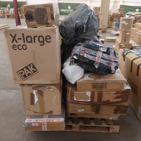 PALLET OF ASSORTED HOUSEHOLD PRODUCTS AND INCOMPLETE BOXED FURNITURE 