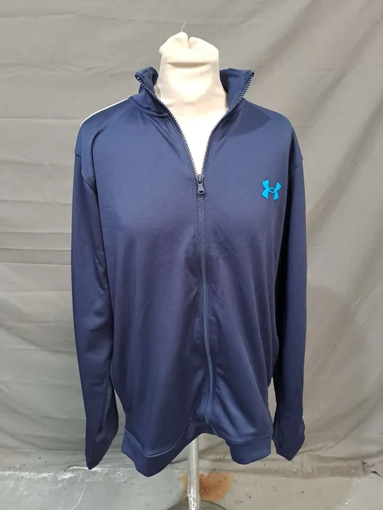 UNDER ARMOUR POLY TRACKTOP IN NAVY SIZE L