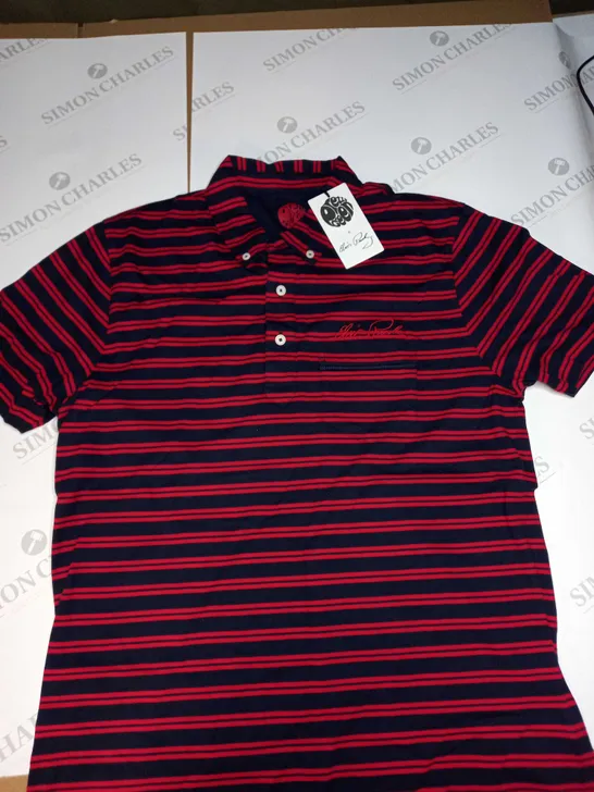 PRETTY GREEN ELVIS STRIPE POLO - SIZE M