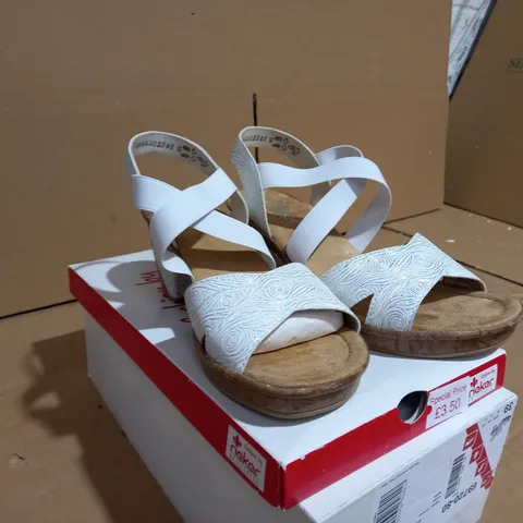 RIEKER WHITE WEDGE SANDAL SIZE 6