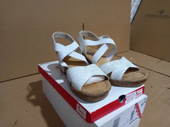 RIEKER WHITE WEDGE SANDAL SIZE 6