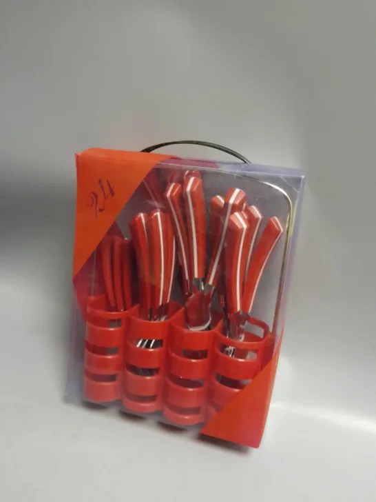 24 PIECE STAINLESS STEEL CUTLERY SET RED