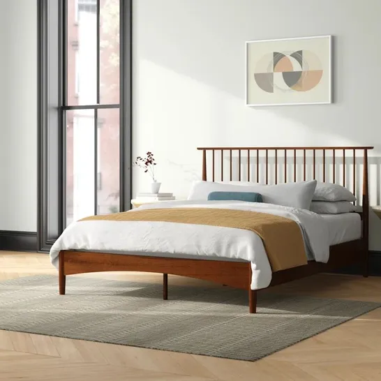 BOXED KILGO SOLID WOOD BED FRAME WITH SPINDLED HEADBOARD