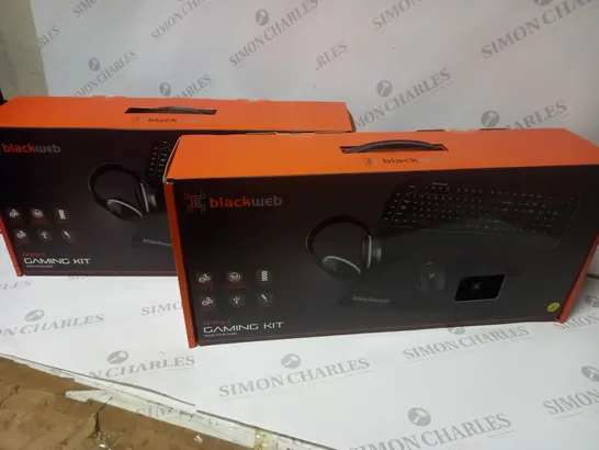 2 BRAND NEW BOXED BLACK WEB 4 IN 1 GAMING KIT INCLUDING; MOUSE, KEYBOARD, HEADSET AND MOUSE MAT