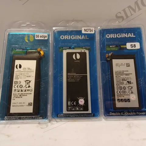 LOT OF APPROXIMATELY 10 ASSORTED ORIGINAL DOUBLE IC DOUBLE POWER BATTERIES TO INCLUDE S8, NOTE4, S6 EDGE, ETC