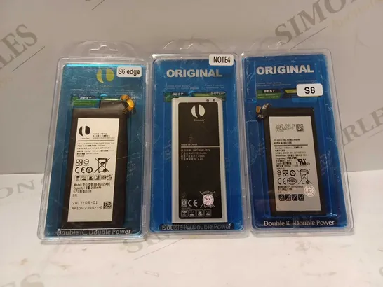 LOT OF APPROXIMATELY 10 ASSORTED ORIGINAL DOUBLE IC DOUBLE POWER BATTERIES TO INCLUDE S8, NOTE4, S6 EDGE, ETC