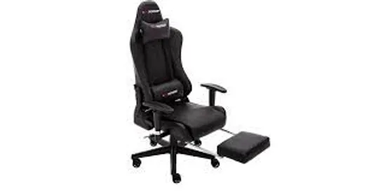 BOXED DESIGNER GT FORCE FORMULA PS LEATHER RACING SPORTS OFFICE CHAIR WITH FOOTSTOOL IN BLACK 