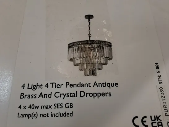 BOXED MACMILLAN 4 LIGHT CRYSTAL CHANDELIER LIGHT FIXTURE 