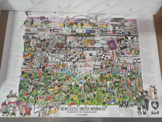 ALEX BENNETT SIGNED ART PRINT - NEWCASTLE UNITED MISHMASH - THE HISTORY OF THE TOON IN ONE IMAGE