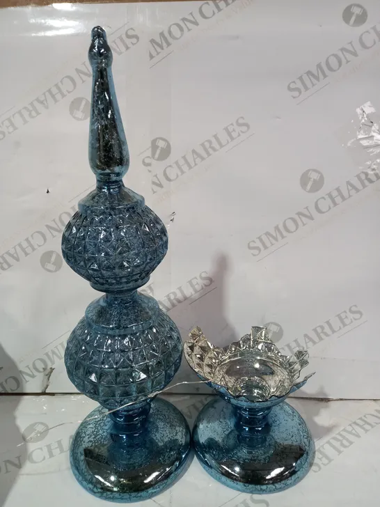 ALISON CORK SET OF 2 MERCURY GLASS TABLETOP DECORATIONS - COLLECTION ONLY