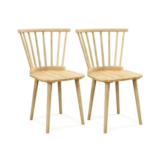 BOXED COSTWAY 2PCS WINDSOR KITCHEN DINING CHAIR SET SPINDLE BACK & CURVED SEAT RUBBER WOOD LEG