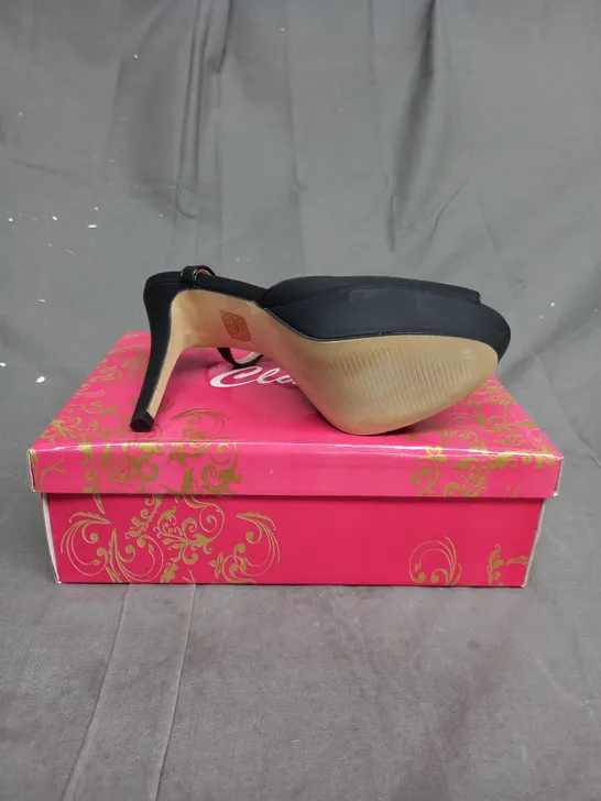 BOX OF APPROXIMATELY 10 PAIRS OF BOXED HIGH HEEL OPEN TOE SHOES IN VARIOUS SIZES