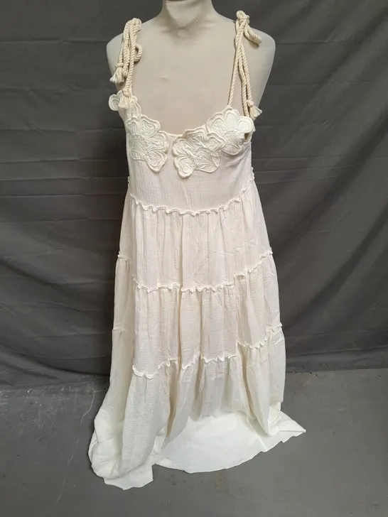 SEEBYCHLOE TIERED TIE STRAP DRESS IN CREAM SIZE 8