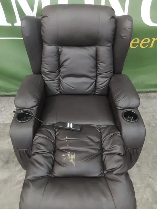 DESIGNER LEATHER MATCH ELECTRIC LIFT ASSIST RECLINER WITH HEAT AND MASSAGE FUNCTION 