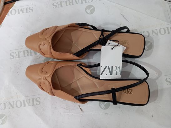 PAIR OF ZARA PINTED TOE STRAPPY SHOES - UK 6