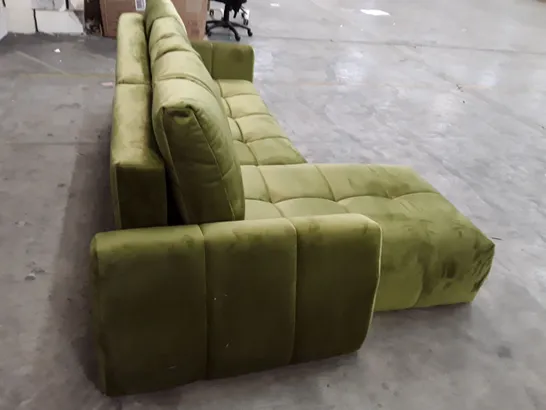 QUALITY DESIGNER CORNER SOFA - GREEN VELVET 