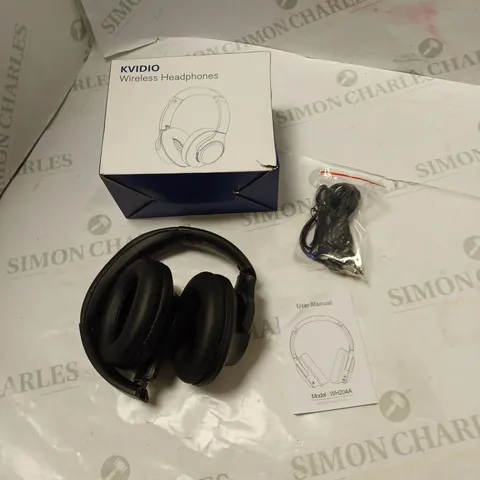 BOXED FOLDING WIRELESS HEADPHONES WITH AUDIO/USB CABLES AND MANUAL