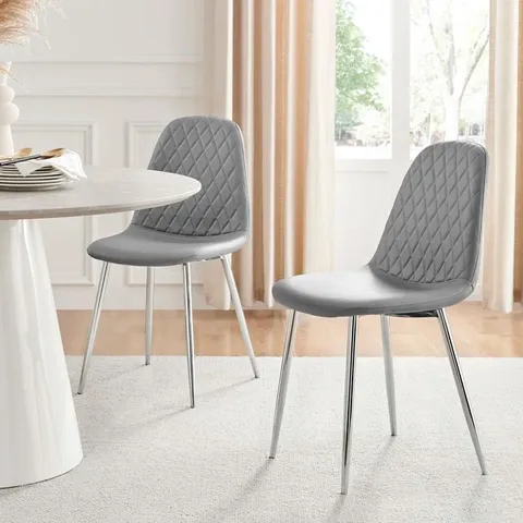 BOXED 1 X COROVA FAUX LEATHER MODERN DINING CHAIR, ELEPHANT GREY (1 BOX)