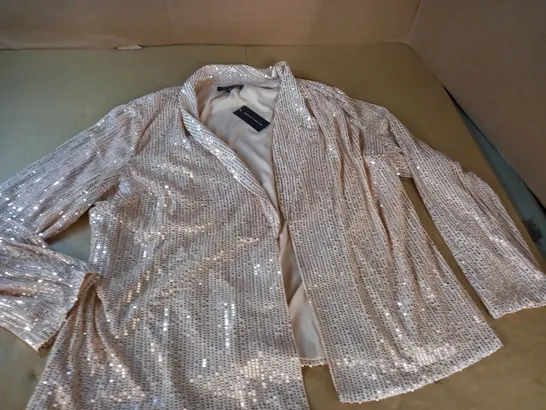 DOROTHY PERKINS SEQUIN THROW ON JACKET IN CHAMPAGNE - 20